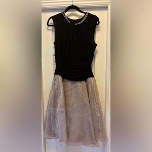 S.L. Fashions Black Dress with Pearl Accent